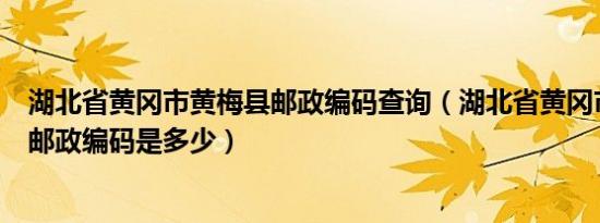 湖北省黄冈市黄梅县邮政编码查询（湖北省黄冈市黄梅县的邮政编码是多少）