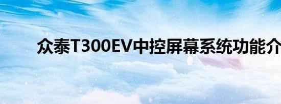 众泰T300EV中控屏幕系统功能介绍