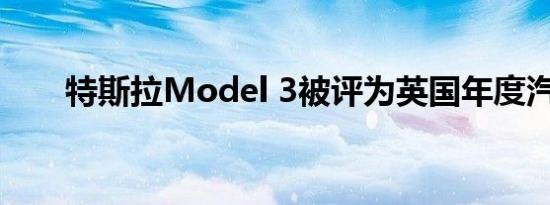 特斯拉Model 3被评为英国年度汽车