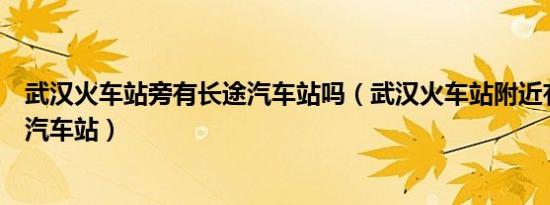 武汉火车站旁有长途汽车站吗（武汉火车站附近有哪些长途汽车站）