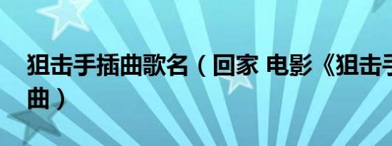 狙击手插曲歌名（回家 电影《狙击手》主题曲）