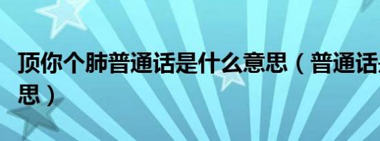 顶你个肺普通话是什么意思（普通话是什么意思）