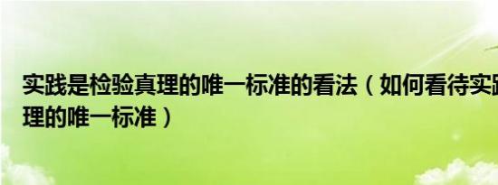 实践是检验真理的唯一标准的看法（如何看待实践是检验真理的唯一标准）