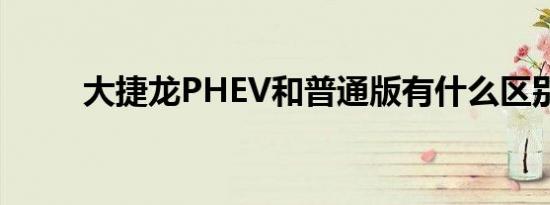 大捷龙PHEV和普通版有什么区别 