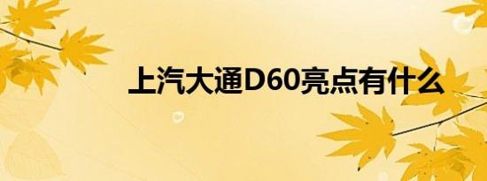 上汽大通D60亮点有什么 