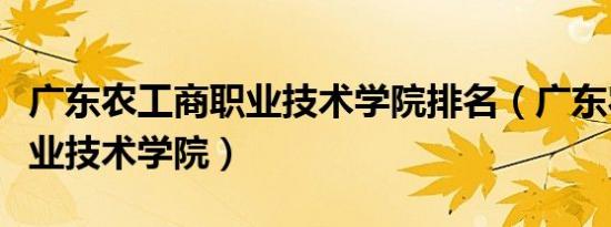 广东农工商职业技术学院排名（广东农工商职业技术学院）