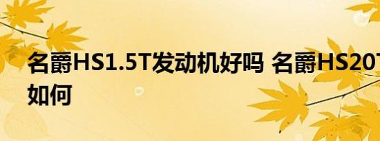 名爵HS1.5T发动机好吗 名爵HS20T发动机如何 