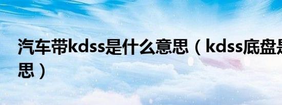 汽车带kdss是什么意思（kdss底盘是什么意思）