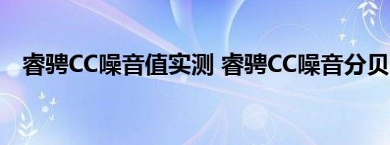 睿骋CC噪音值实测 睿骋CC噪音分贝大吗 