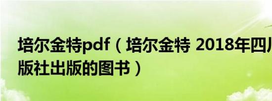 培尔金特pdf（培尔金特 2018年四川文艺出版社出版的图书）