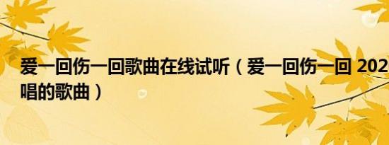 爱一回伤一回歌曲在线试听（爱一回伤一回 2020年正伟演唱的歌曲）