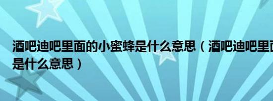 酒吧迪吧里面的小蜜蜂是什么意思（酒吧迪吧里面的小蜜蜂是什么意思）