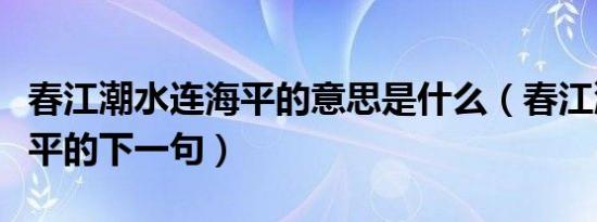 春江潮水连海平的意思是什么（春江潮水连海平的下一句）