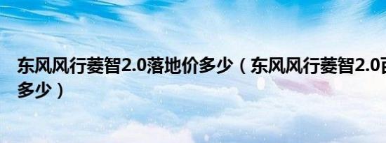 东风风行菱智2.0落地价多少（东风风行菱智2.0百公里油耗多少）