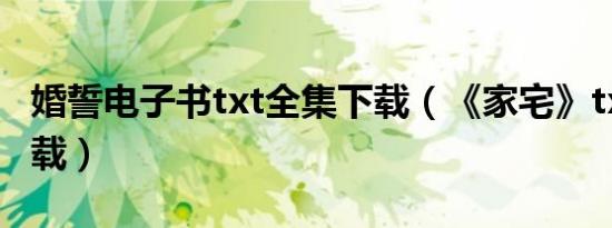 婚誓电子书txt全集下载（《家宅》txt全集下载）