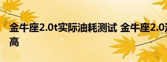 金牛座2.0t实际油耗测试 金牛座2.0油耗高不高 