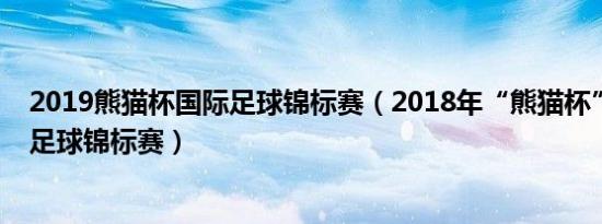 2019熊猫杯国际足球锦标赛（2018年“熊猫杯”国际青年足球锦标赛）