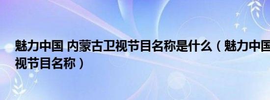 魅力中国 内蒙古卫视节目名称是什么（魅力中国 内蒙古卫视节目名称）