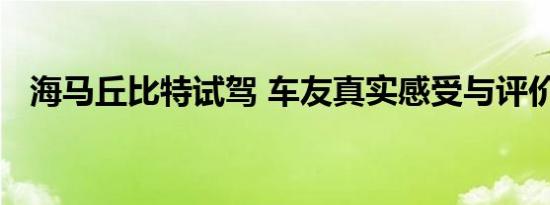 海马丘比特试驾 车友真实感受与评价之一