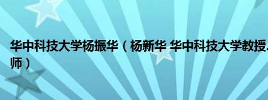 华中科技大学杨振华（杨新华 华中科技大学教授、博士生导师）