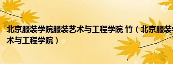 北京服装学院服装艺术与工程学院 竹（北京服装学院服装艺术与工程学院）