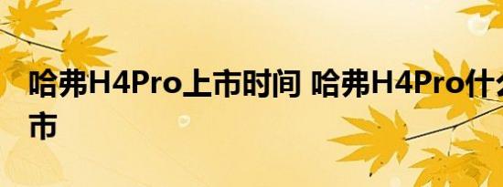 哈弗H4Pro上市时间 哈弗H4Pro什么时候上市 