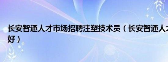 长安智通人才市场招聘注塑技术员（长安智通人才市场好不好）