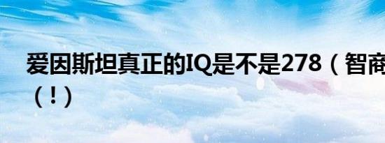 爱因斯坦真正的IQ是不是278（智商的极限)（!）