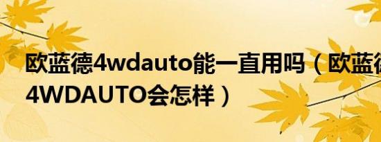 欧蓝德4wdauto能一直用吗（欧蓝德一直用4WDAUTO会怎样）