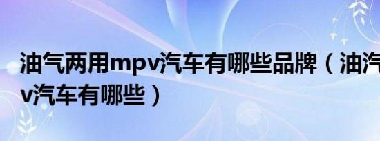 油气两用mpv汽车有哪些品牌（油汽两用mpv汽车有哪些）