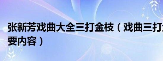 张新芳戏曲大全三打金枝（戏曲三打金枝的主要内容）