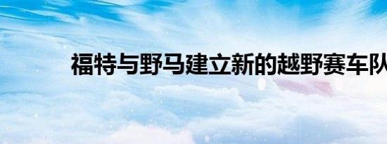 福特与野马建立新的越野赛车队