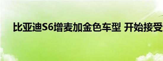 比亚迪S6增麦加金色车型 开始接受预订