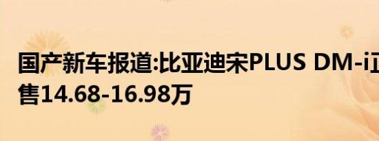 国产新车报道:比亚迪宋PLUS DM-i正式上市 售14.68-16.98万