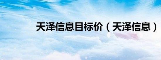 天泽信息目标价（天泽信息）