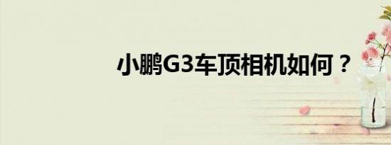 小鹏G3车顶相机如何？