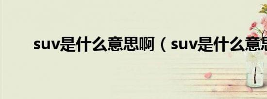 suv是什么意思啊（suv是什么意思）