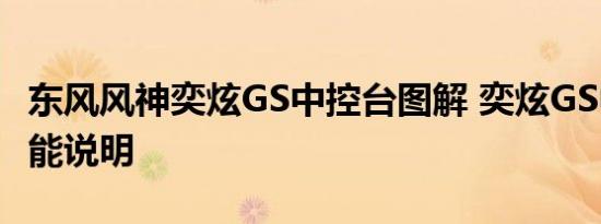 东风风神奕炫GS中控台图解 奕炫GS中控台功能说明