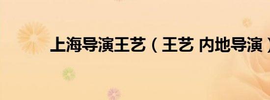 上海导演王艺（王艺 内地导演）