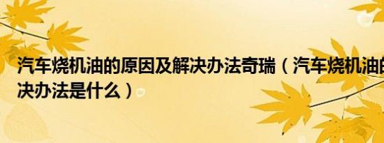 汽车烧机油的原因及解决办法奇瑞（汽车烧机油的原因及解决办法是什么）