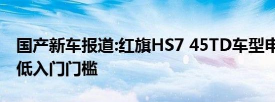 国产新车报道:红旗HS7 45TD车型申报图 降低入门门槛