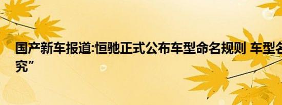 国产新车报道:恒驰正式公布车型命名规则 车型名也得“讲究”