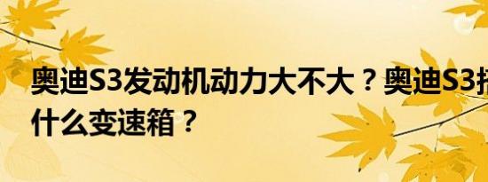 奥迪S3发动机动力大不大？奥迪S3搭载的是什么变速箱？