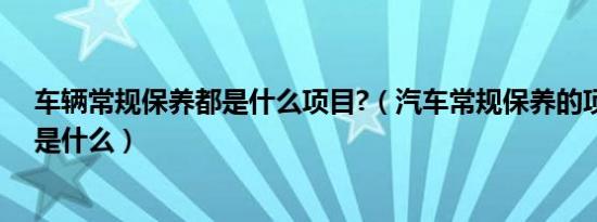 车辆常规保养都是什么项目?（汽车常规保养的项目和内容是什么）