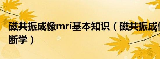 磁共振成像mri基本知识（磁共振成像MRI诊断学）