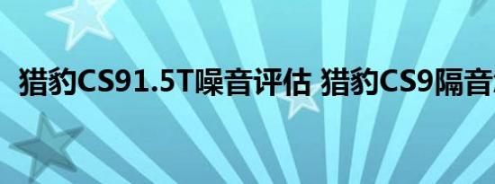 猎豹CS91.5T噪音评估 猎豹CS9隔音怎样？