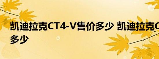 凯迪拉克CT4-V售价多少 凯迪拉克CT4-V卖多少 