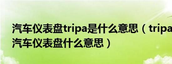 汽车仪表盘tripa是什么意思（tripa和tripb汽车仪表盘什么意思）