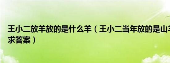 王小二放羊放的是什么羊（王小二当年放的是山羊还是绵羊求答案）