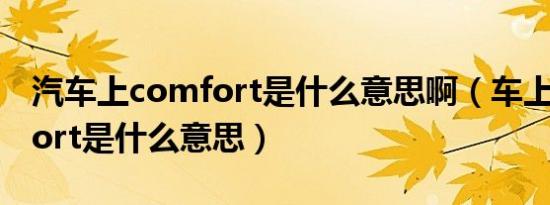 汽车上comfort是什么意思啊（车上的comfort是什么意思）